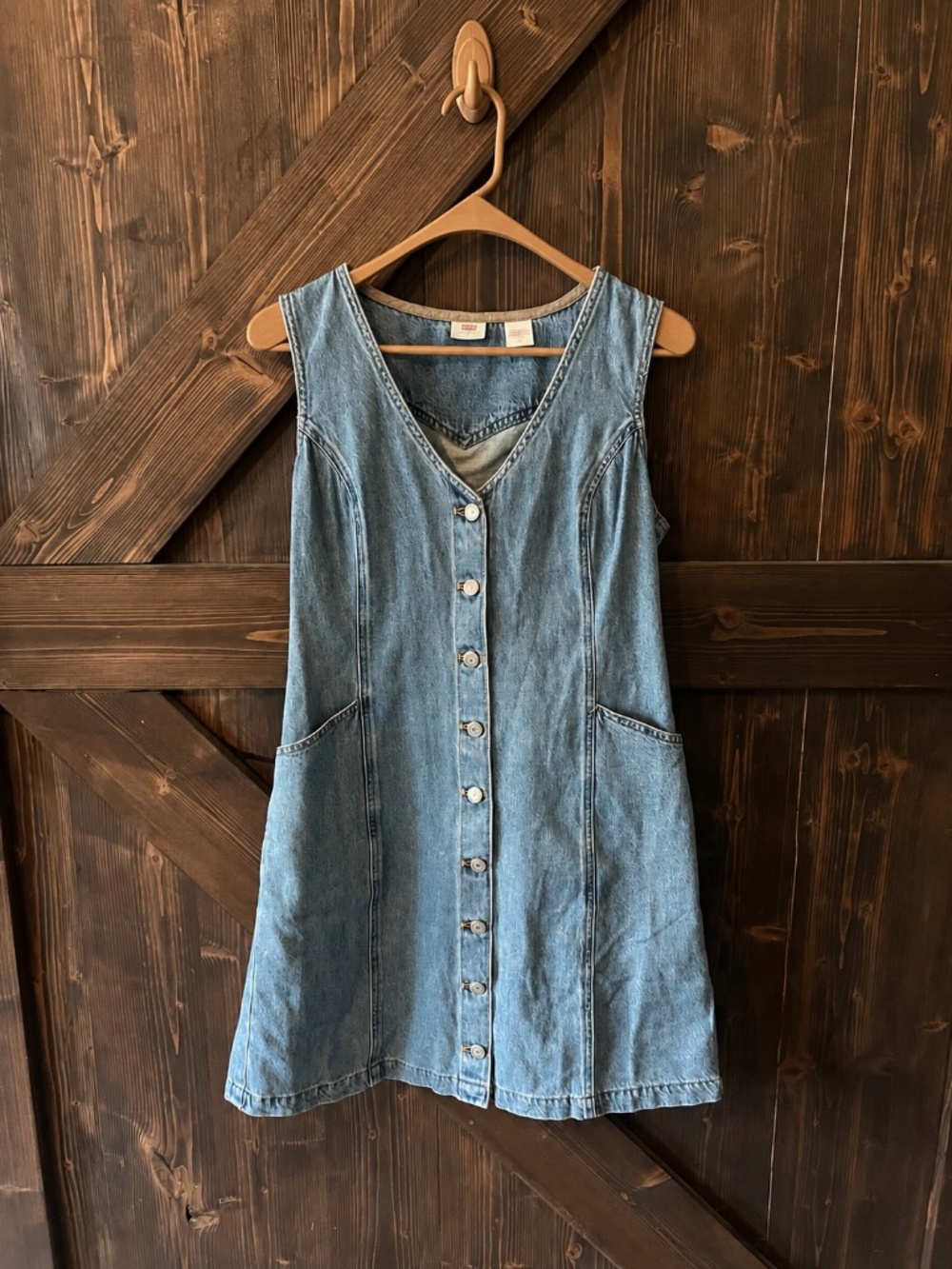 Levi’s Vianna Vest Mini Dress Light Wash Denim Button Front Sleeveless Size L